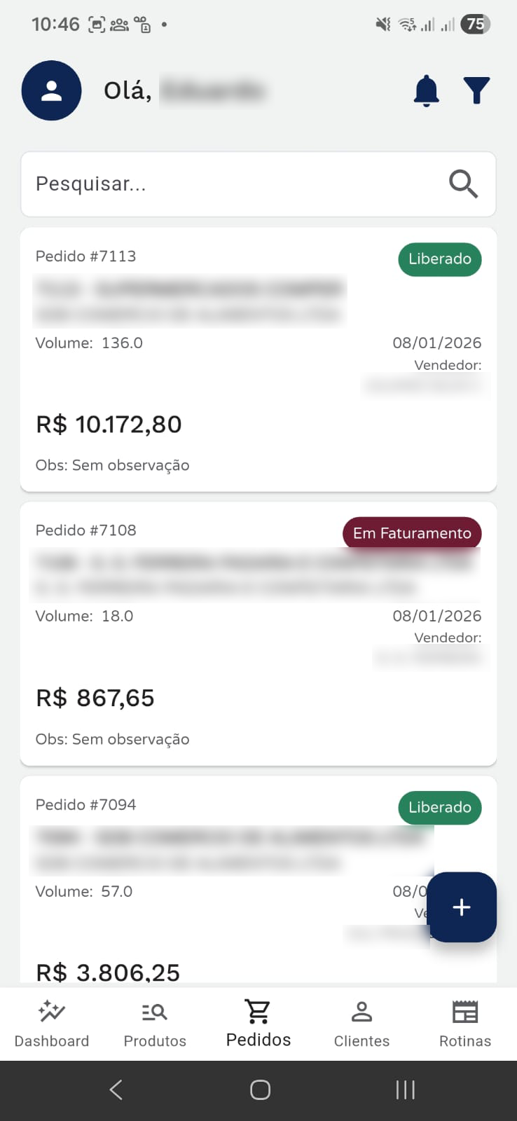 Gestão de Pedidos HRC