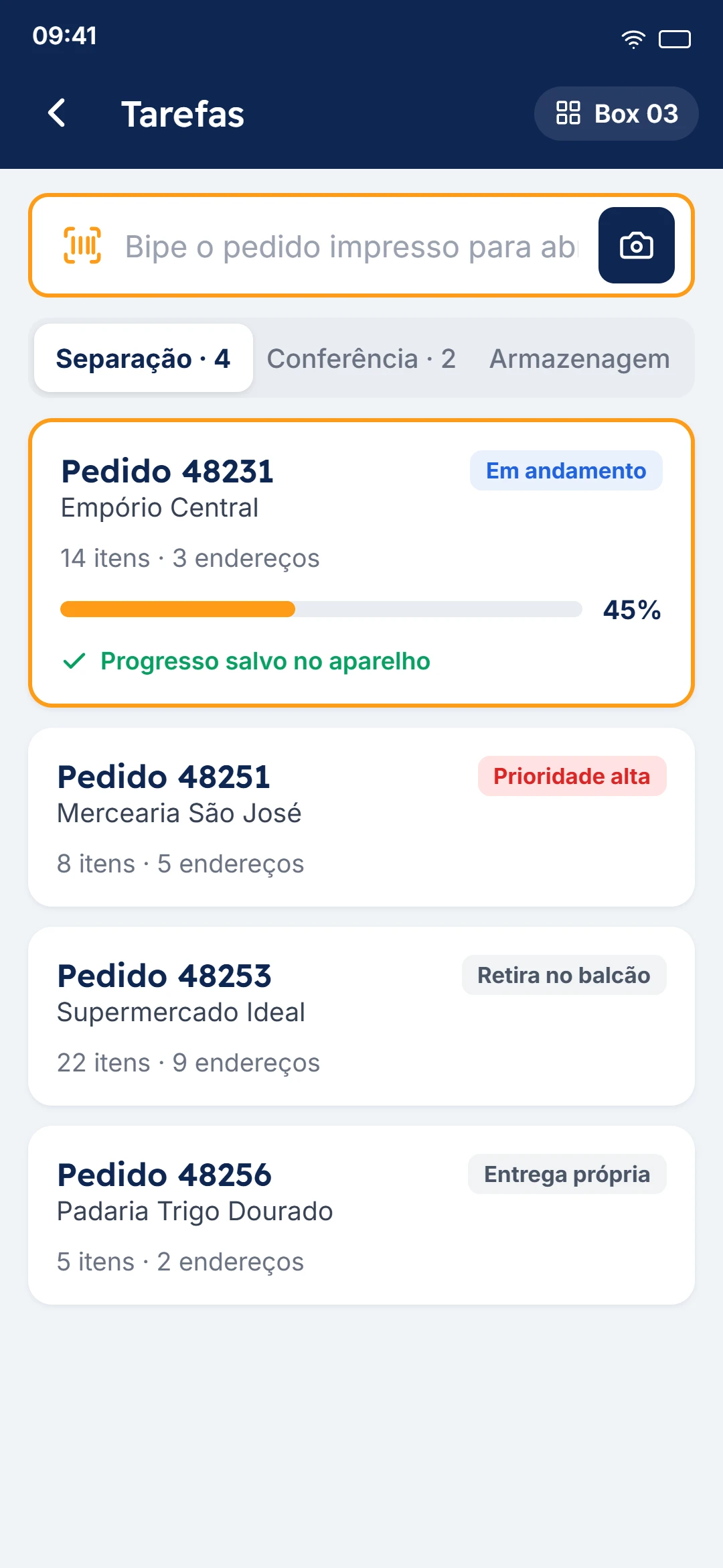 HRC Estoque: Tarefas do operador