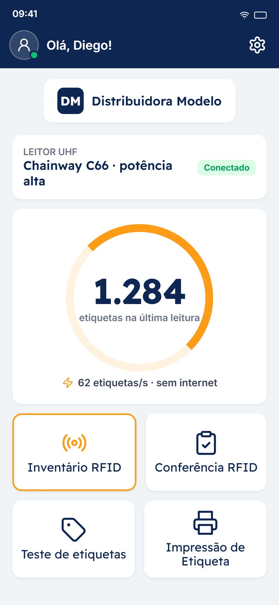 Tela do HRC RFID